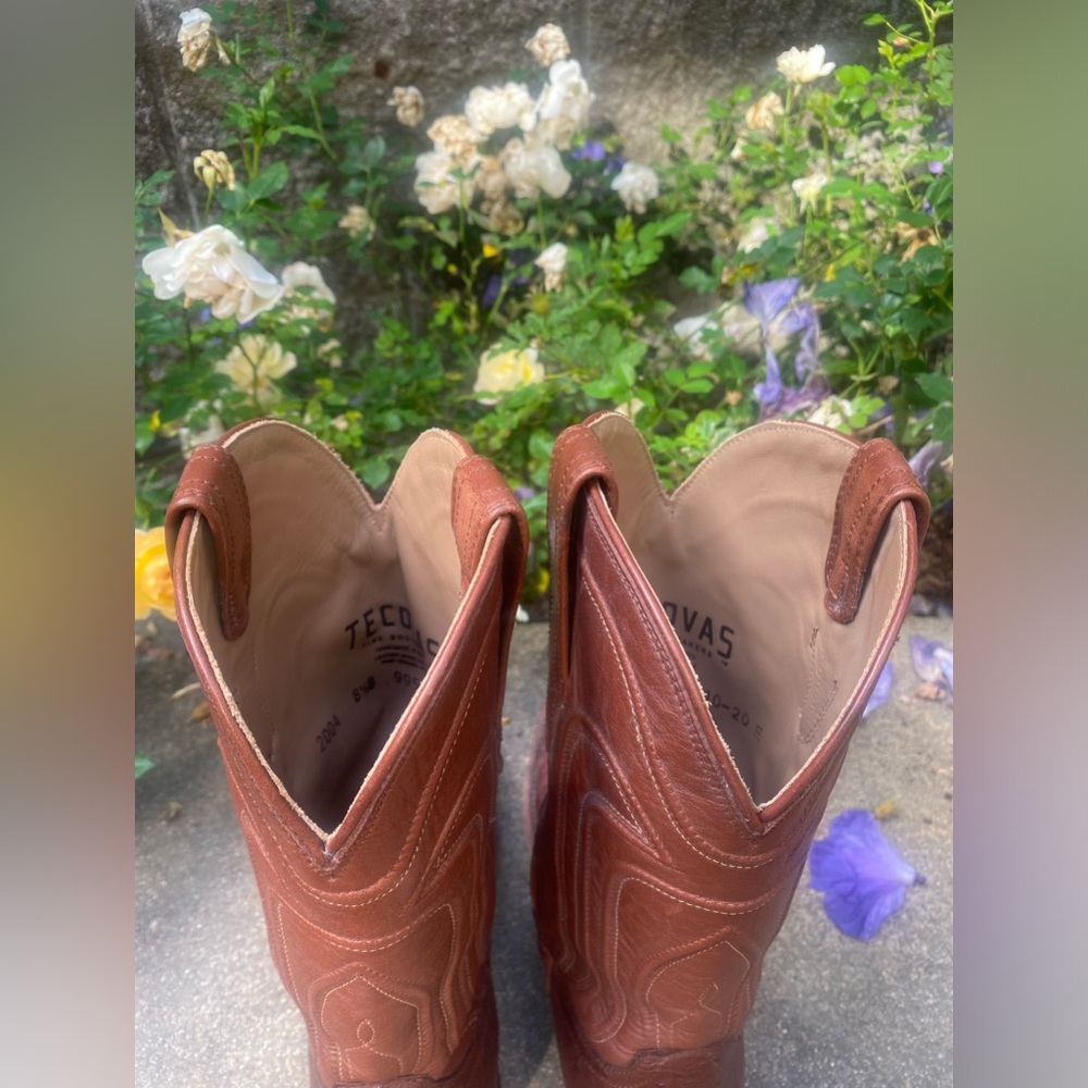 Tecovas Brown Ostrich Heeled Boots - Picture 6 of 10